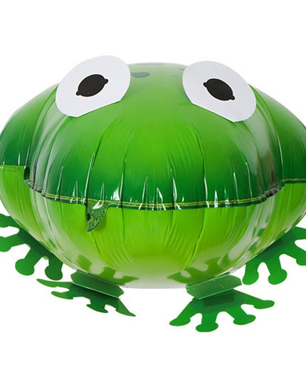 Balon din Folie Metalizata, Figurina Animata, Model Broasca,Ambalaj Individual, Pai Inclus, Umflare cu Aer sau Heliu