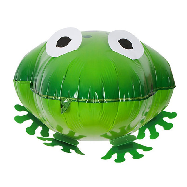 Balon din Folie Metalizata, Figurina Animata, Model Broasca,Ambalaj Individual, Pai Inclus, Umflare cu Aer sau Heliu