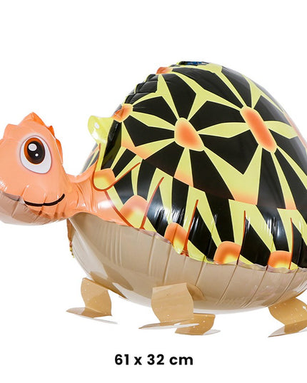 Balon din Folie Metalizata, Figurina Animata, Model Broasca Testoasa,Ambalaj Individual, Pai Inclus, Umflare cu Aer sau Heliu