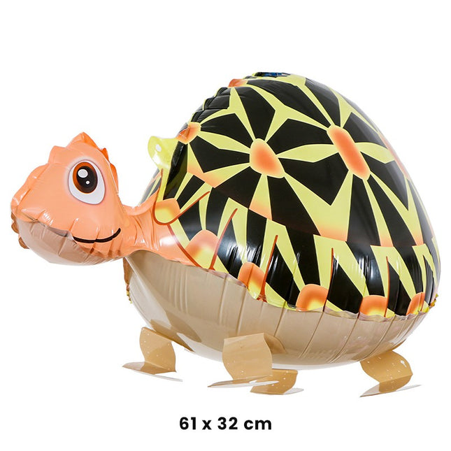 Balon din Folie Metalizata, Figurina Animata, Model Broasca Testoasa,Ambalaj Individual, Pai Inclus, Umflare cu Aer sau Heliu