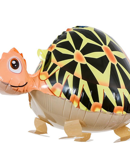 Balon din Folie Metalizata, Figurina Animata, Model Broasca Testoasa,Ambalaj Individual, Pai Inclus, Umflare cu Aer sau Heliu