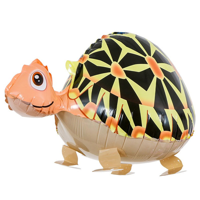 Balon din Folie Metalizata, Figurina Animata, Model Broasca Testoasa,Ambalaj Individual, Pai Inclus, Umflare cu Aer sau Heliu