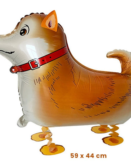 Balon din Folie Metalizata, Figurina Animata, Model Catel,Ambalaj Individual, Pai Inclus, Umflare cu Aer sau Heliu