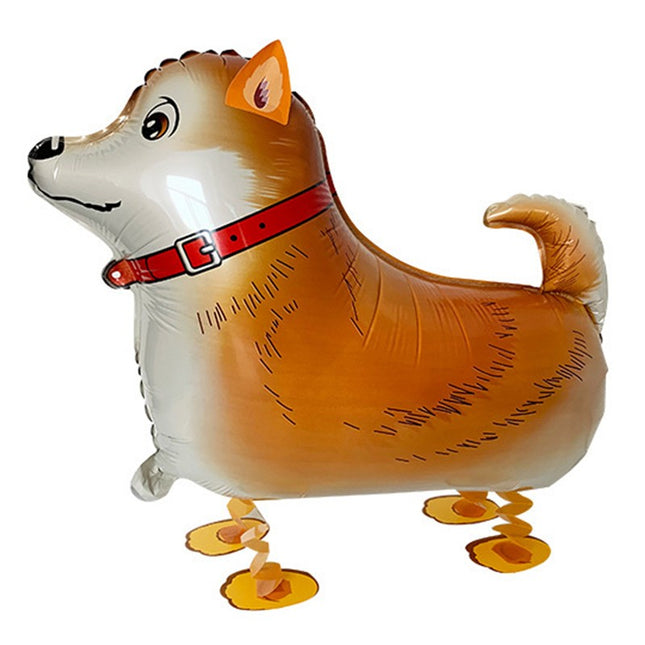 Balon din Folie Metalizata, Figurina Animata, Model Catel,Ambalaj Individual, Pai Inclus, Umflare cu Aer sau Heliu