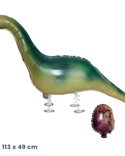 Balon din Folie Metalizata, Figurina Animata, Model Dinozaur cu Ou,Ambalaj Individual, Pai Inclus, Umflare cu Aer sau Heliu