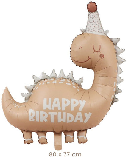 Balon din Folie Metalizata, Figurina Animata, Model Dinozaur Happy Birthday,Ambalaj Individual, Pai Inclus, Umflare cu Aer sau Heliu