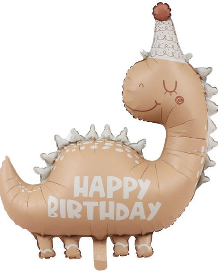 Balon din Folie Metalizata, Figurina Animata, Model Dinozaur Happy Birthday,Ambalaj Individual, Pai Inclus, Umflare cu Aer sau Heliu
