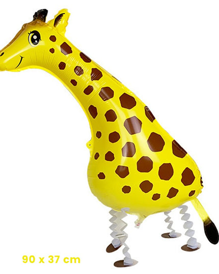 Balon din Folie Metalizata, Figurina Animata, Model Girafa,Ambalaj Individual, Pai Inclus, Umflare cu Aer sau Heliu