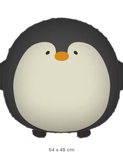 Balon din Folie Metalizata, Figurina Animata, Model Pinguin,Ambalaj Individual, Pai Inclus, Umflare cu Aer sau Heliu