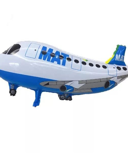 Balon din Folie Metalizata, Figurina Avion, Tema Aeronava,Ambalaj Individual, Pai Inclus, Umflare cu Aer sau Heliu