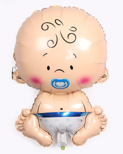 Balon din Folie Metalizata, Figurina Baietel, Tema Botez, 73x48 cm, Ambalaj Individual, Pai Inclus, Umflare cu Aer sau Heliu