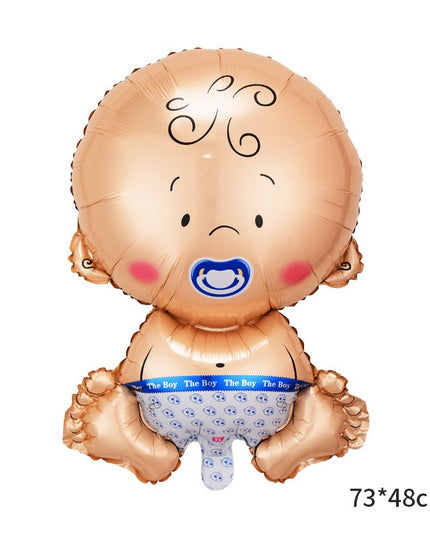 Balon din Folie Metalizata, Figurina Baietel, Tema Botez, 73x48 cm, Ambalaj Individual, Pai Inclus, Umflare cu Aer sau Heliu