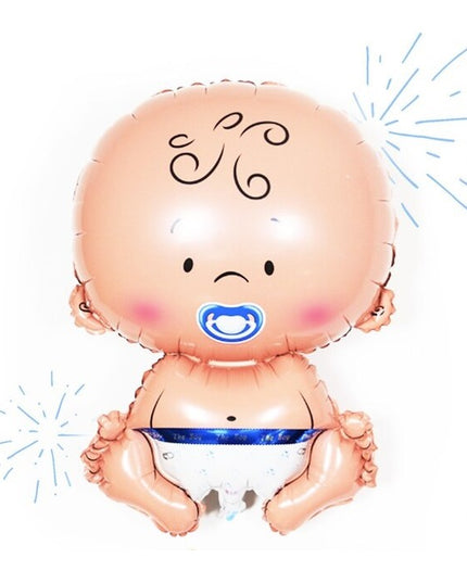 Balon din Folie Metalizata, Figurina Baietel, Tema Botez, 73x48 cm, Ambalaj Individual, Pai Inclus, Umflare cu Aer sau Heliu