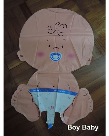 Balon din Folie Metalizata, Figurina Baietel, Tema Botez, 73x48 cm, Ambalaj Individual, Pai Inclus, Umflare cu Aer sau Heliu