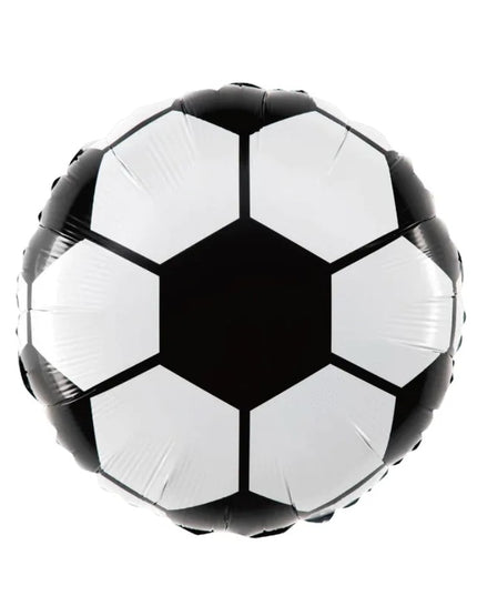 Balon din Folie Metalizata, Figurina Cerc, Model Minge de Fotbal, Tematica Sport,Ambalaj Individual, Pai Inclus, Umflare cu Aer sau Heliu