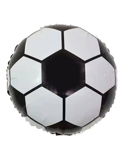 Balon din Folie Metalizata, Figurina Cerc, Model Minge de Fotbal, Tematica Sport,Ambalaj Individual, Pai Inclus, Umflare cu Aer sau Heliu