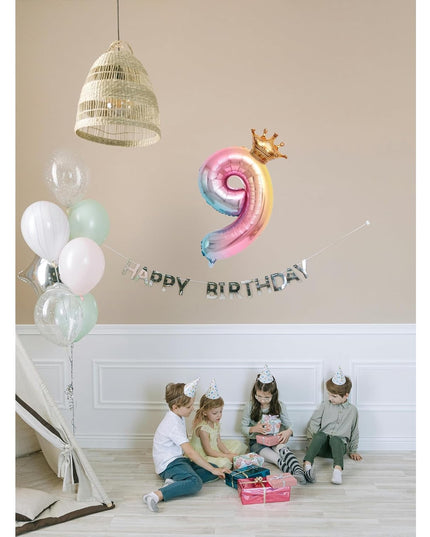 Balon din Folie Metalizata, Figurina Cifra Gradient, Tema Aniversare 80 cm, Ambalaj Individual, Pai inclus, Umflare cu Aer sau Heliu