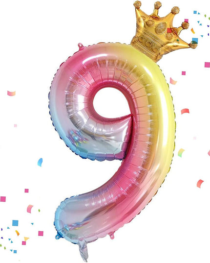 Balon din Folie Metalizata, Figurina Cifra Gradient, Tema Aniversare 80 cm, Ambalaj Individual, Pai inclus, Umflare cu Aer sau Heliu