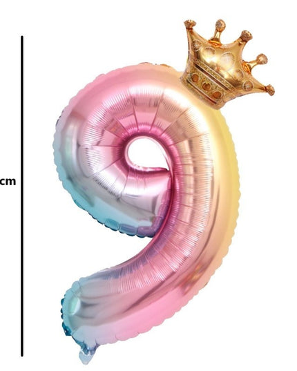 Balon din Folie Metalizata, Figurina Cifra Gradient, Tema Aniversare 80 cm, Ambalaj Individual, Pai inclus, Umflare cu Aer sau Heliu