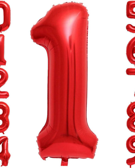 Balon din Folie Metalizata Figurina Cifra, Tema Aniversare 40 cm, Ambalaj Individual, Pai inclus, Umflare cu Aer sau Heliu,Cifra 1