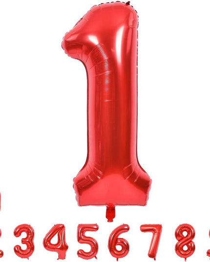 Balon din Folie Metalizata Figurina Cifra, Tema Aniversare 40 cm, Ambalaj Individual, Pai inclus, Umflare cu Aer sau Heliu,Cifra 1