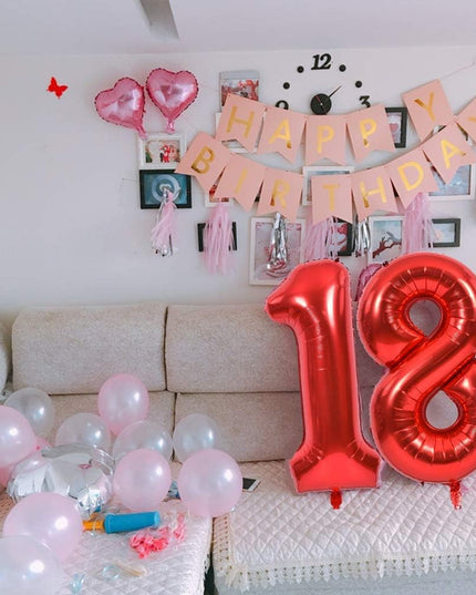 Balon din Folie Metalizata Figurina Cifra, Tema Aniversare 40 cm, Ambalaj Individual, Pai inclus, Umflare cu Aer sau Heliu,Cifra 1