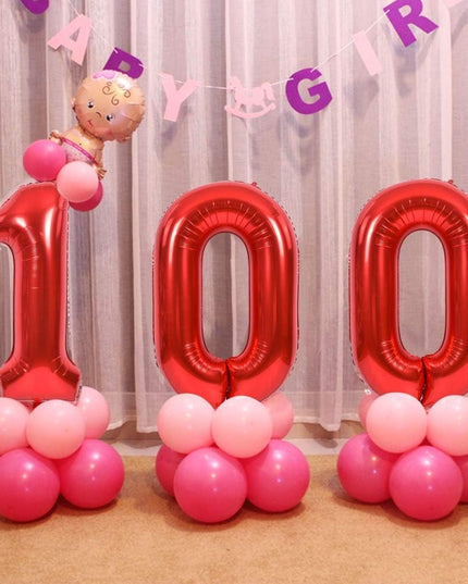 Balon din Folie Metalizata Figurina Cifra, Tema Aniversare 40 cm, Ambalaj Individual, Pai inclus, Umflare cu Aer sau Heliu,Cifra 1