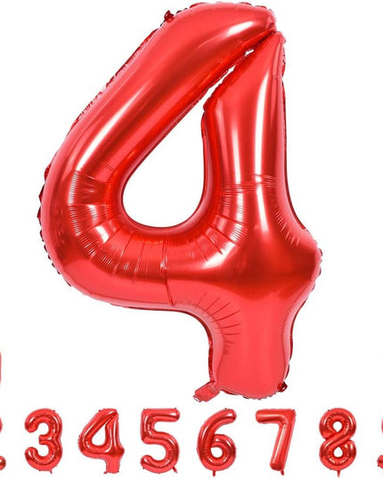 Balon din Folie Metalizata, Figurina Cifra, Tema Aniversare 80 cm, Ambalaj Individual, Pai inclus, Umflare cu Aer sau Heliu,Cifra 4