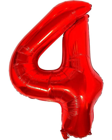 Balon din Folie Metalizata, Figurina Cifra, Tema Aniversare 80 cm, Ambalaj Individual, Pai inclus, Umflare cu Aer sau Heliu,Cifra 4