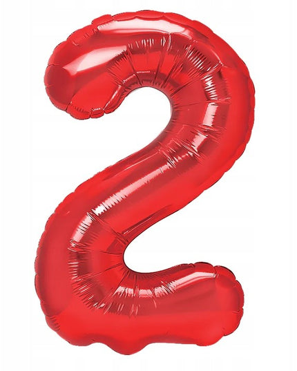 Balon din Folie Metalizata Figurina Cifra, Tema Aniversare 80 cm, Ambalaj Individual, Pai inclus, Umflare cu Aer sau Heliu,Cifra 2