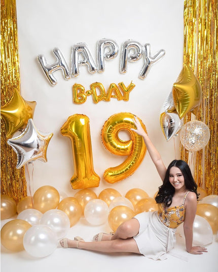 Balon din Folie Metalizata Figurina Cifra, Tema Aniversare 80 cm, Ambalaj Individual, Pai inclus, Umflare cu Aer sau Heliu,Cifra 9