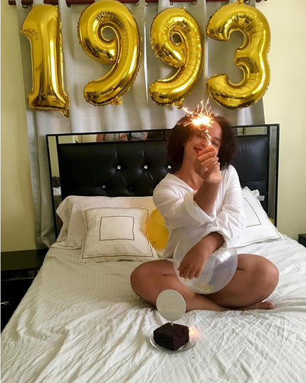 Balon din Folie Metalizata Figurina Cifra, Tema Aniversare 80 cm, Ambalaj Individual, Pai inclus, Umflare cu Aer sau Heliu,Cifra 9
