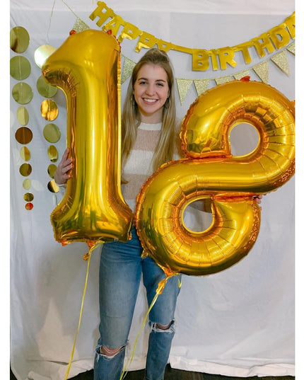 Balon din Folie Metalizata Figurina Cifra, Tema Aniversare 80 cm, Ambalaj Individual, Pai inclus, Umflare cu Aer sau Heliu,Cifra 8