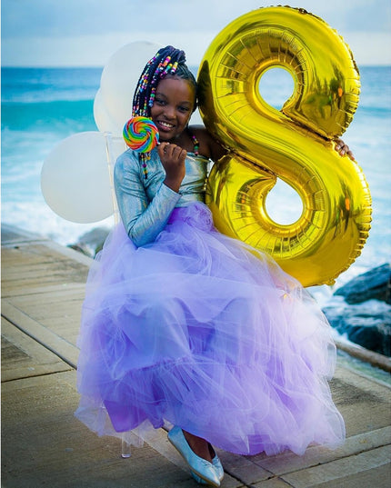Balon din Folie Metalizata Figurina Cifra, Tema Aniversare 80 cm, Ambalaj Individual, Pai inclus, Umflare cu Aer sau Heliu,Cifra 8