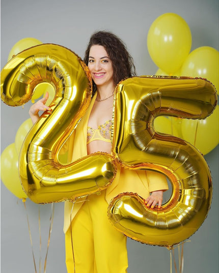 Balon din Folie Metalizata Figurina Cifra, Tema Aniversare 80 cm, Ambalaj Individual, Pai inclus, Umflare cu Aer sau Heliu,Cifra 5