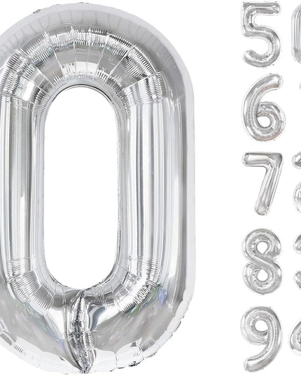 Balon din Folie Metalizata Figurina Cifra, Tema Aniversare 80 cm, Ambalaj Individual, Pai inclus, Umflare cu Aer sau Heliu,Cifra 0