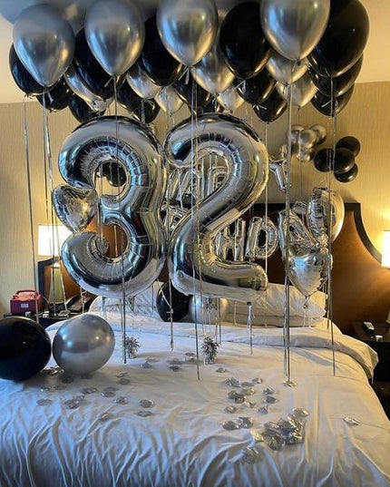 Balon din Folie Metalizata Figurina Cifra, Tema Aniversare 80 cm, Ambalaj Individual, Pai inclus, Umflare cu Aer sau Heliu,Cifra 3