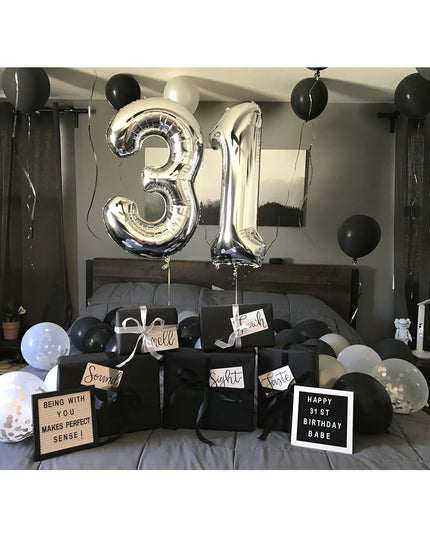 Balon din Folie Metalizata Figurina Cifra, Tema Aniversare 80 cm, Ambalaj Individual, Pai inclus, Umflare cu Aer sau Heliu,Cifra 3
