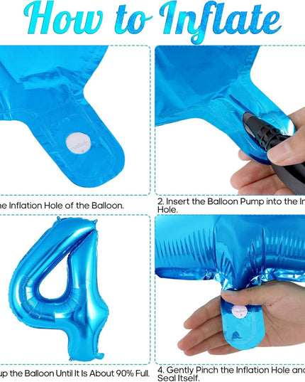 Balon din Folie Metalizata, Figurina Cifra, Tema Aniversare 80 cm, Ambalaj Individual, Pai inclus, Umflare cu Aer sau Heliu,Cifra 4