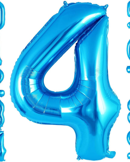 Balon din Folie Metalizata, Figurina Cifra, Tema Aniversare 80 cm, Ambalaj Individual, Pai inclus, Umflare cu Aer sau Heliu,Cifra 4