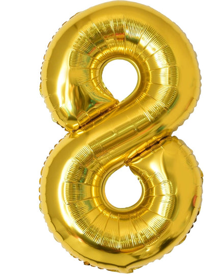 Balon din Folie Metalizata Figurina Cifra, Tema Aniversare 80 cm, Ambalaj Individual, Pai inclus, Umflare cu Aer sau Heliu,Cifra 8