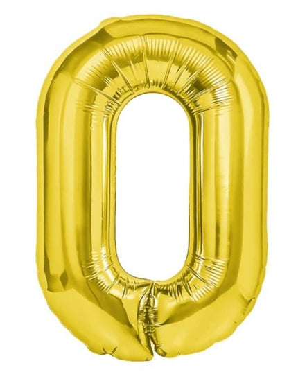 Balon din Folie Metalizata Figurina Cifra, Tema Aniversare 80 cm, Ambalaj Individual, Pai inclus, Umflare cu Aer sau Heliu,Cifra 0
