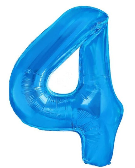 Balon din Folie Metalizata, Figurina Cifra, Tema Aniversare 80 cm, Ambalaj Individual, Pai inclus, Umflare cu Aer sau Heliu,Cifra 4