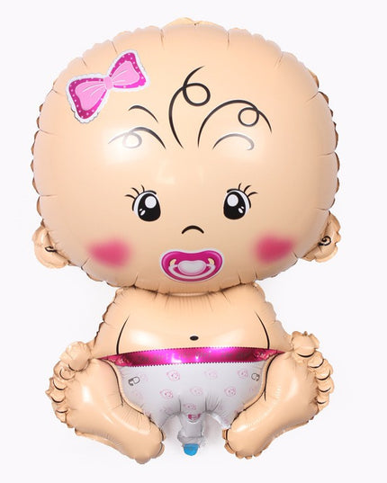 Balon din Folie Metalizata, Figurina Fetita, Tema Botez, 73x48 cm, Ambalaj Individual, Pai Inclus, Umflare cu Aer sau Heliu