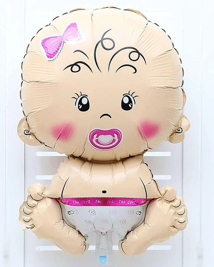 Balon din Folie Metalizata, Figurina Fetita, Tema Botez, 73x48 cm, Ambalaj Individual, Pai Inclus, Umflare cu Aer sau Heliu
