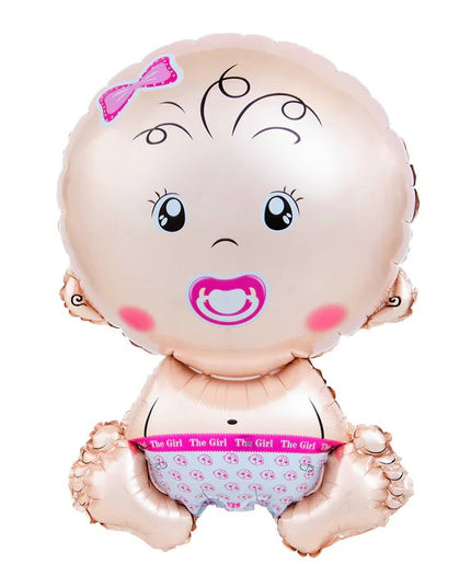 Balon din Folie Metalizata, Figurina Fetita, Tema Botez, 73x48 cm, Ambalaj Individual, Pai Inclus, Umflare cu Aer sau Heliu