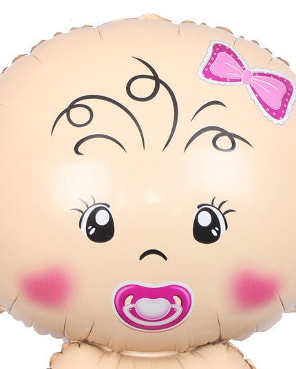 Balon din Folie Metalizata, Figurina Fetita, Tema Botez, 73x48 cm, Ambalaj Individual, Pai Inclus, Umflare cu Aer sau Heliu