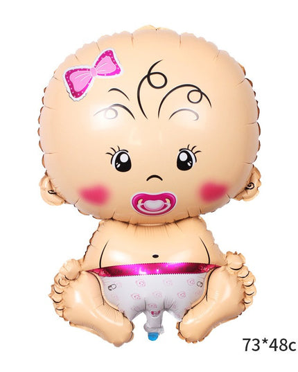 Balon din Folie Metalizata, Figurina Fetita, Tema Botez, 73x48 cm, Ambalaj Individual, Pai Inclus, Umflare cu Aer sau Heliu