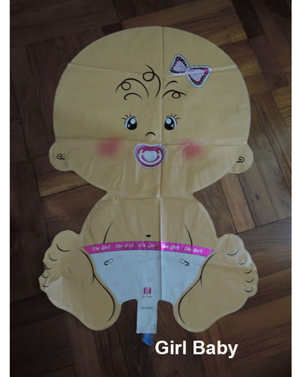 Balon din Folie Metalizata, Figurina Fetita, Tema Botez, 73x48 cm, Ambalaj Individual, Pai Inclus, Umflare cu Aer sau Heliu
