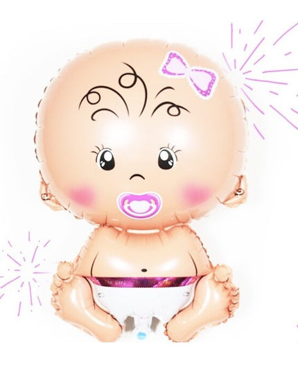 Balon din Folie Metalizata, Figurina Fetita, Tema Botez, 73x48 cm, Ambalaj Individual, Pai Inclus, Umflare cu Aer sau Heliu